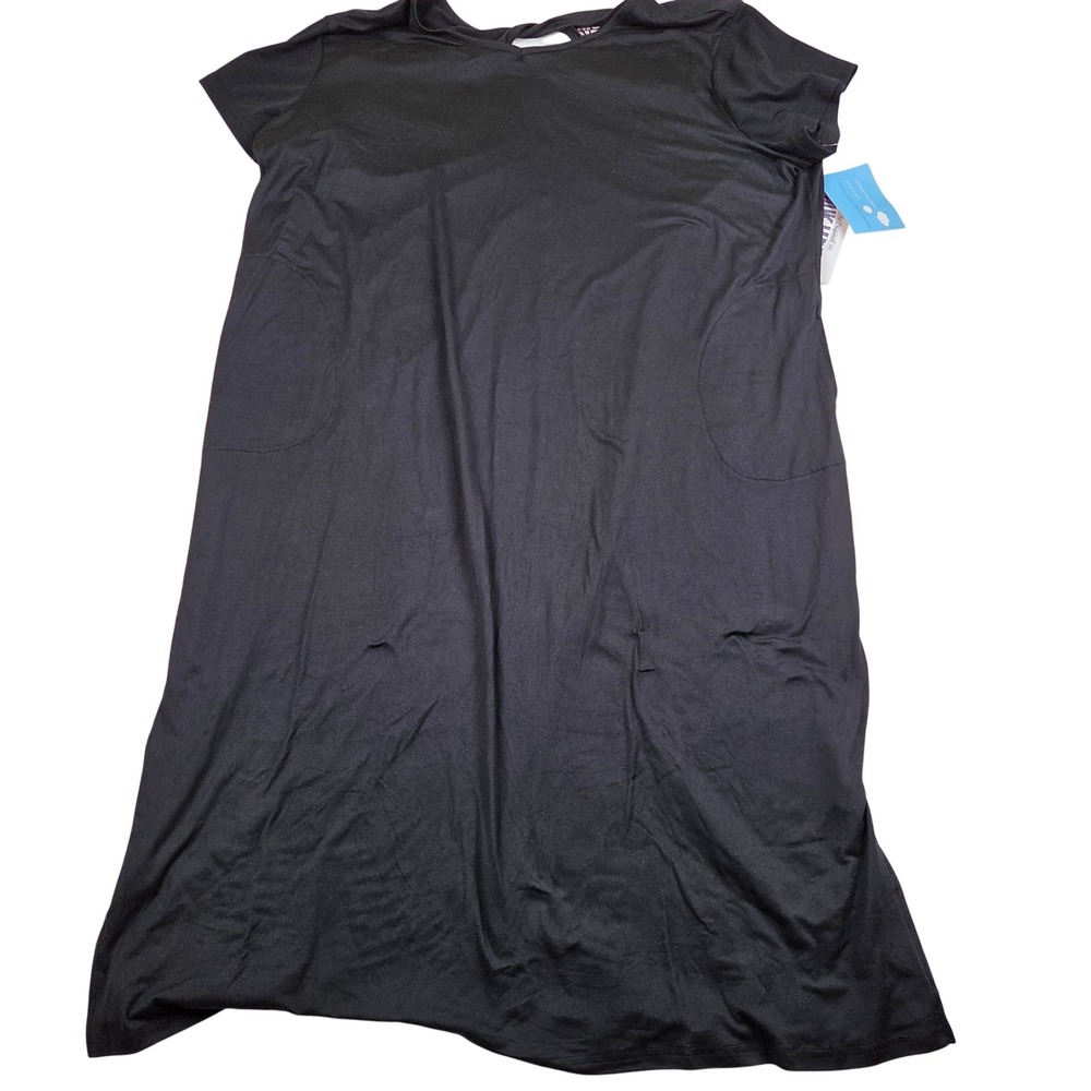 NEW Muk Luks Lounge Dress Black Short Sleeve Keyhole Back Pockets 2X